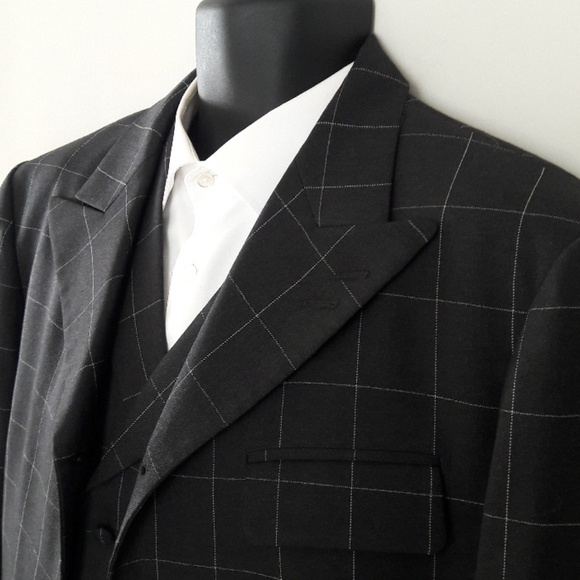 LEONARDO'S Custom Apparel 3-Piece Windowpane Suit, 44L, 38W / 32L - Picture 2 of 9